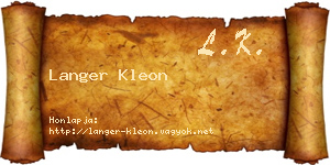 Langer Kleon névjegykártya